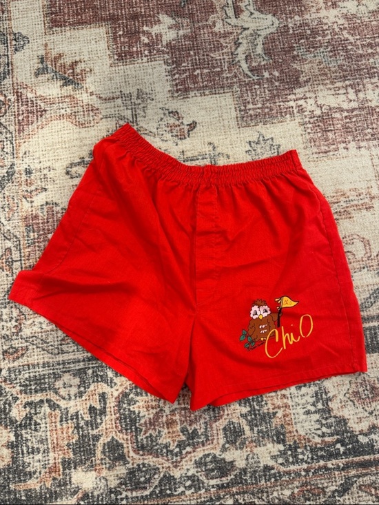 Pants - Vintage 80s Chi Omega Red Cotton Shorts, Size M/L